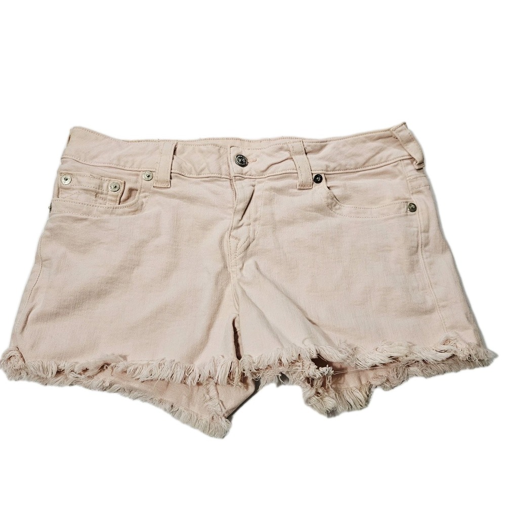 True Religion Light Pink Cut-Off Mini Denim Shorts Women's Size 32